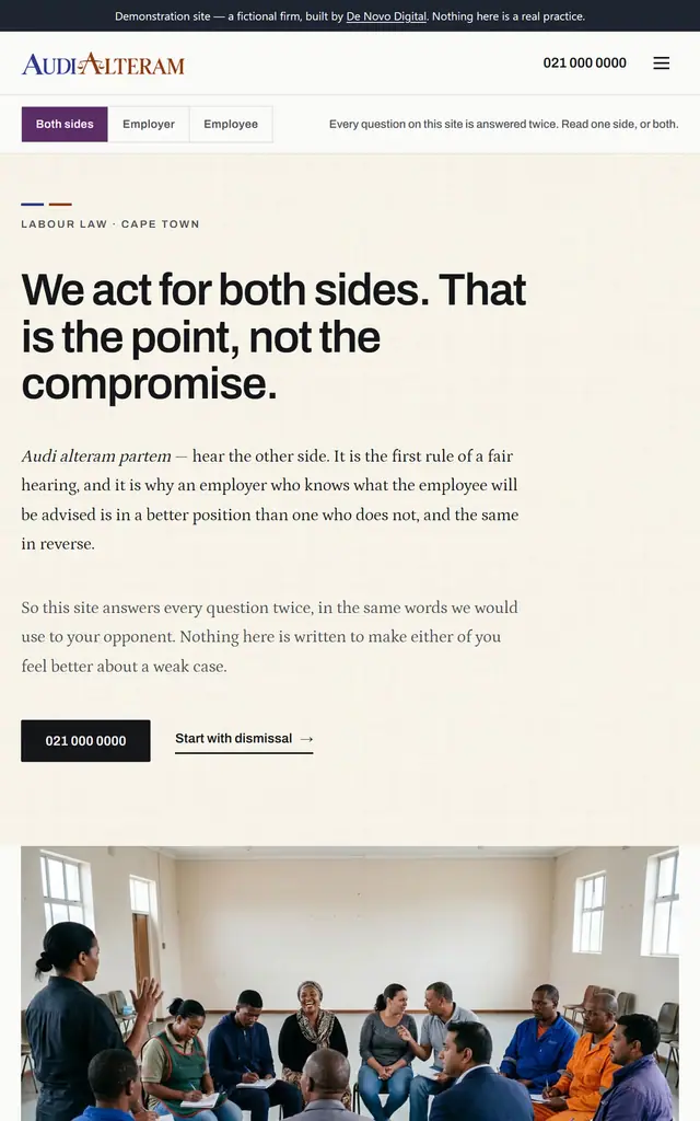 The same site on a tablet.