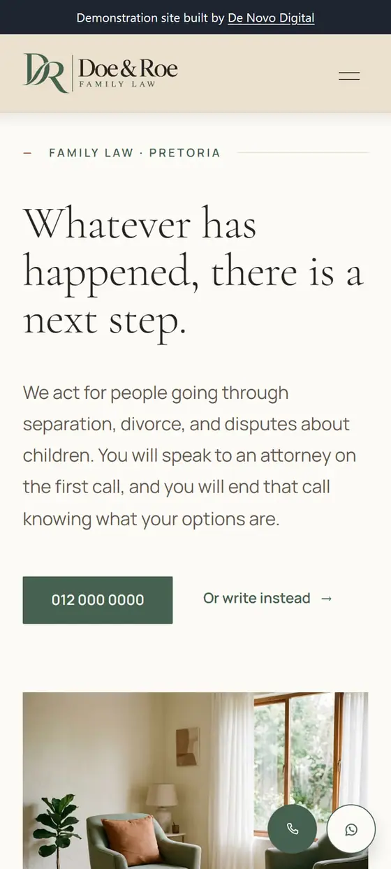 The same site on a phone.