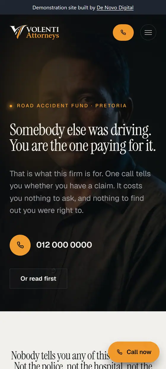 The same site on a phone.